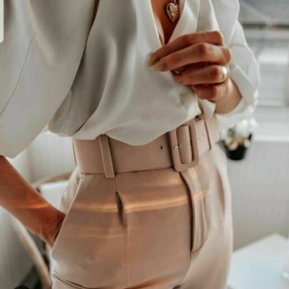 NWT ZARA High-Waisted Belted Pants BLOGGER FAVORITE - Picture 2 of 9